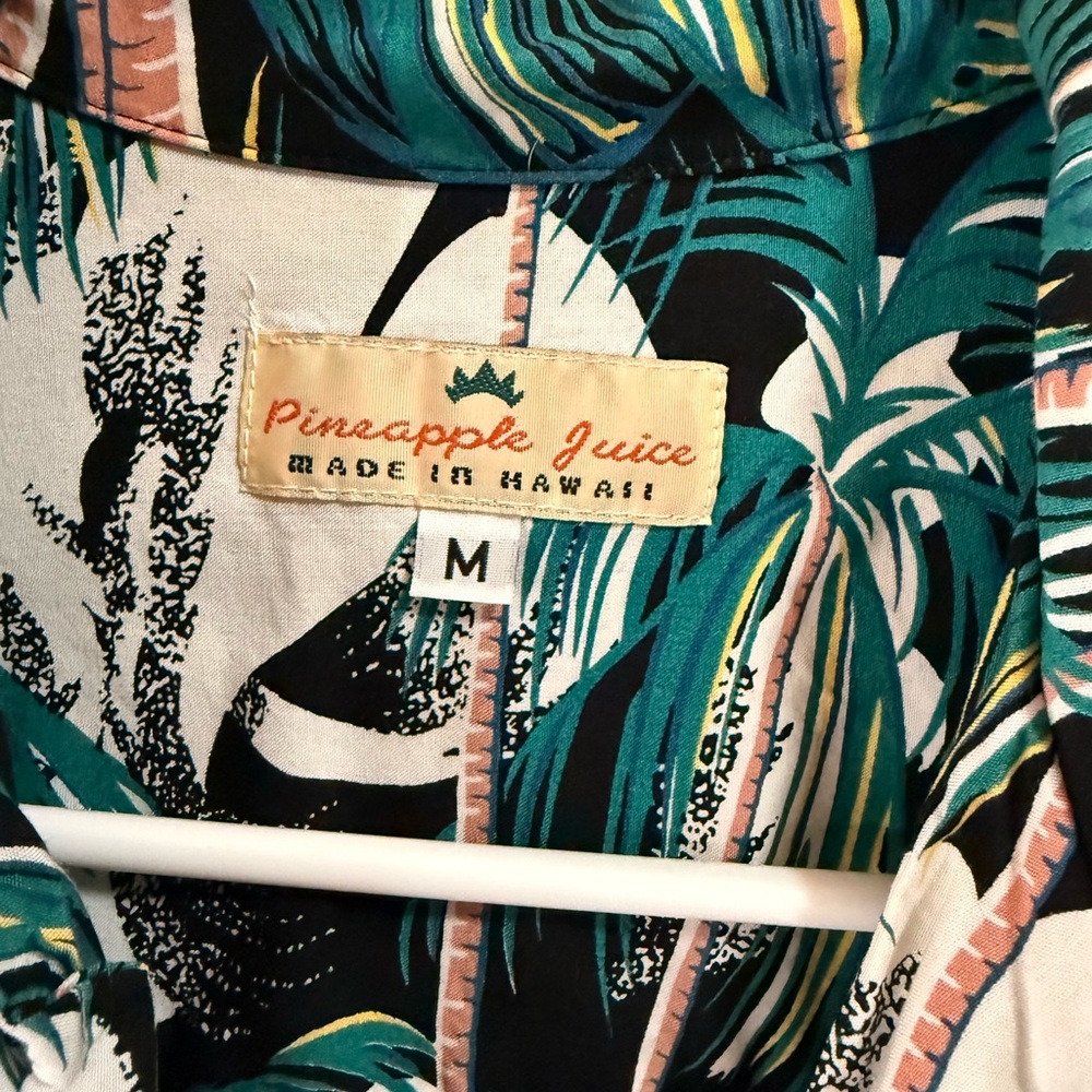 Vintage Pineapple Juice Tropical Print Men's Shirt - Picture 5 of 9